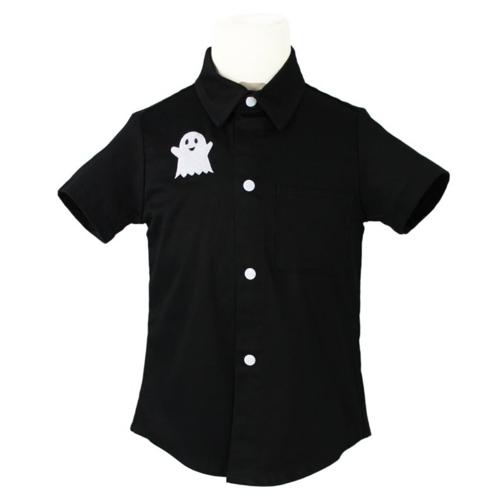 Boy's Halloween Embroidered Ghost Top